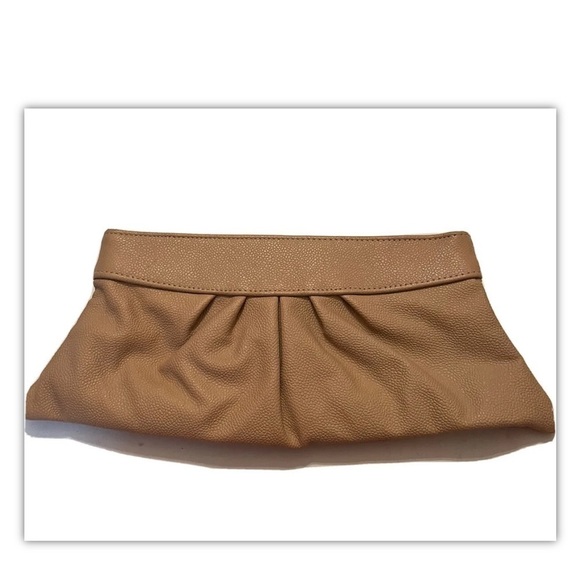 LAUREN MERKIN Tan Leather Designer CLUTCH Logo Inside - Picture 3 of 10
